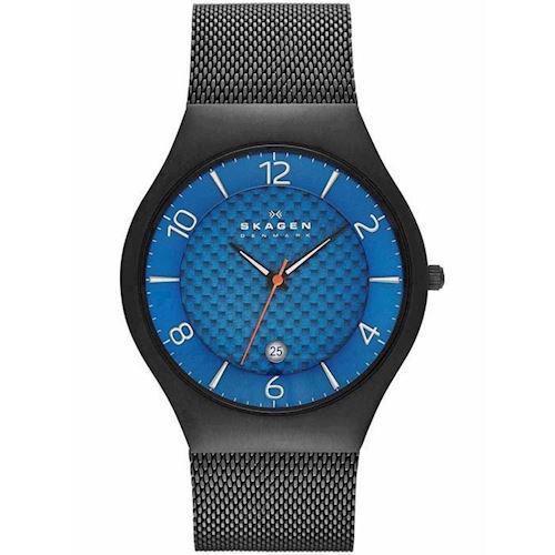 Image of Skagen Grenen IP sort titanium quartz med tre visere herre ur, model SKW6147